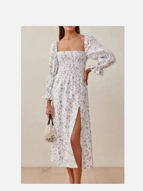 House of Harlow 1960 Dresses & Skirts - House of Harlow 1960 Linen Blend Smocked Bodice Floral Midi Dress NWT